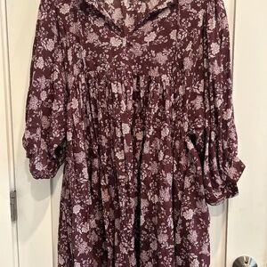 Madewell  split neck puff sleeve dress in floral